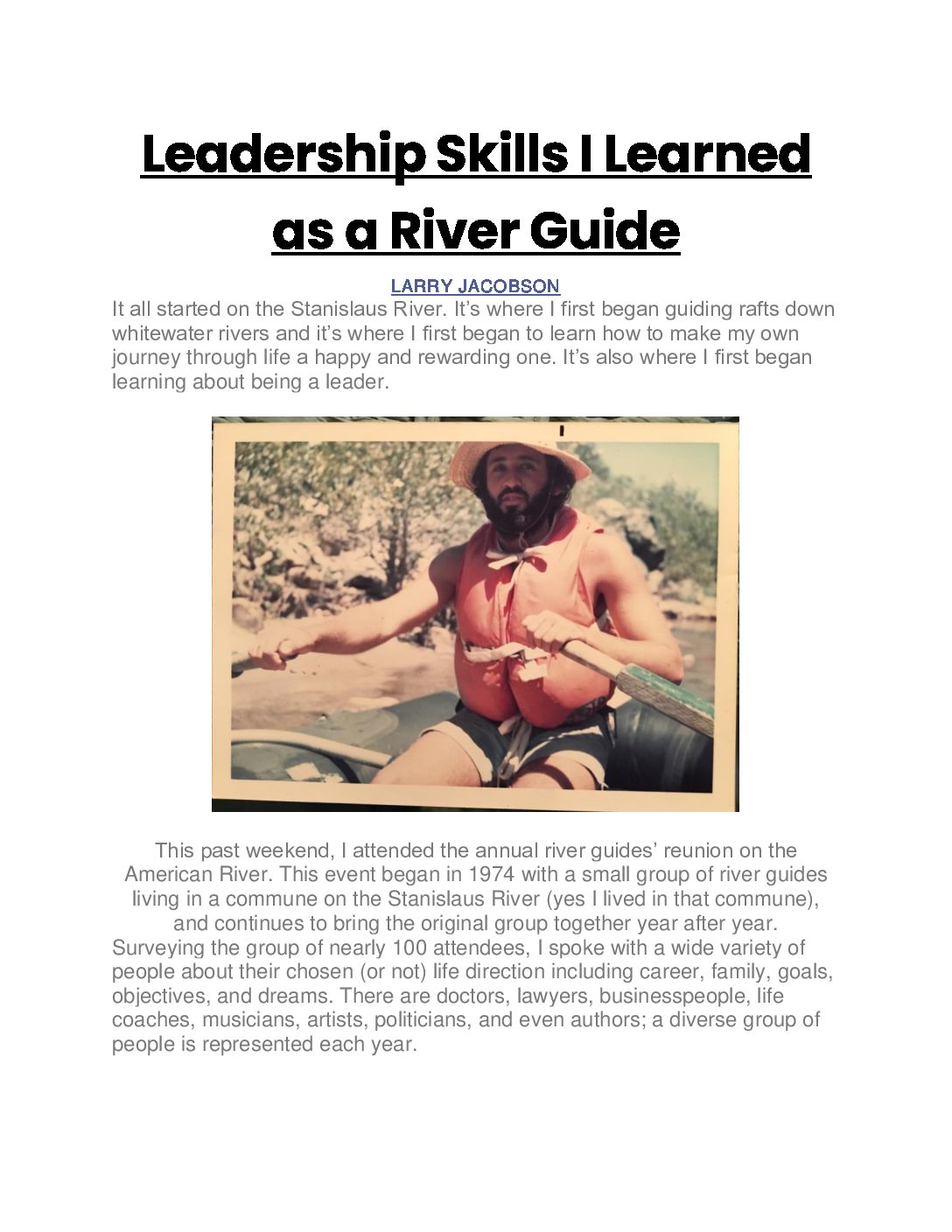 Leadership lessons from guiding on the Stanislaus (PDF) - The Stan